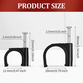 100 Pieces Half Clamps J-Hook with Nail, Black, for Pex Tubing Pipe Support (1/2 Inch, 3/4 Inch)