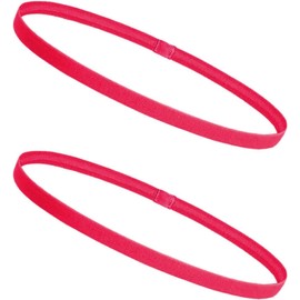 AIR Hair Band Slim Sweatband, Headband, Set of 2, Anti-slip, Thin, Slim, Unisex, Sports, Tennis, Yoga, Exercise, Men's, Women's, Kids, Football, Basketball, Stylish, Slim, Solid Color (Hot Pink)