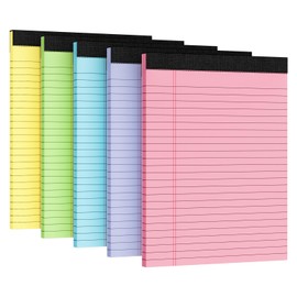 5pcs Legal Pads 8.5 x 11, Notepads 8.5 x 11 Inch,30 Sheets/Pack, Color Note Pads Clear Print Writing Pads of Paper, Memo Pads , Perforate Legal Notepads Paper , Wide Ruled Lined with Sturdy Back