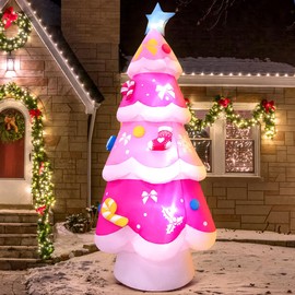 KOOY 7FT Inflatable Christmas Tree Outdoor,Christms Tree Blow up Yard Decoration,LED Lights for Christmas Party Holiday Xmas,Outdoor Lawn Winter Décor Christmas Decoration
