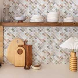 Dream Sticker Tile Sticker, Mosaic Tile Sticker, Rental OK (Can be used with Masking Tape), Waterproof, Heat Resistant up to 120℃, Kitchen, Bathroom DIY Tile Sticker, Moroccan, Cute, Large Size
