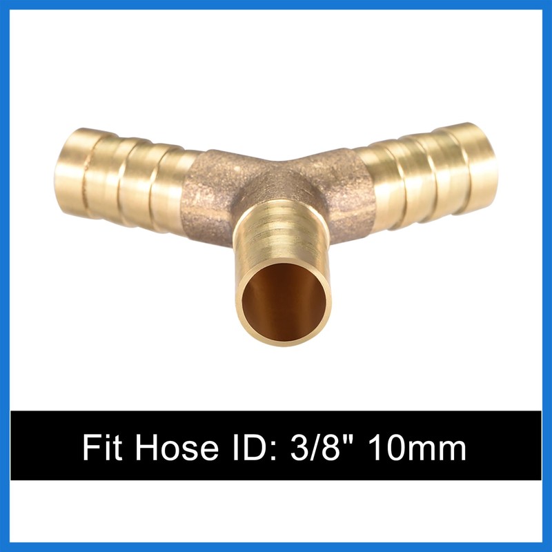 VekAuto 10mm 3/8" ID Brass Barb Splicer Fitting Y-Shaped 3