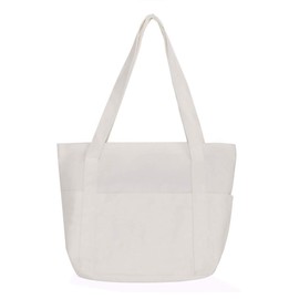 Augbunny XL Heavy Duty Canvas Grocery Bag Multi Purpose Tote Outer Pockets