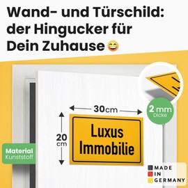 DankeDir! Luxury Immobilie – 30 x 20 cm Plastic Sign – Door Sign Birthday Gift Saying Sign Funny Saying Wall Decoration – Colleagues Friends Party Gift Idea Party Decoration