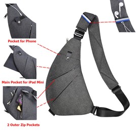 Sling Bag Chest Backpack Casual Daypack Shoulder Crossbody Lightweight Anti Theft Outdoor Sport Travel Hiking for Men Women