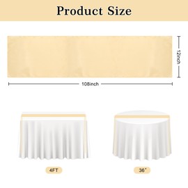 2PCS Champagne Satin Table Runner 12 x 108 Inch Satin Silk Table Runners Smooth Table Runner for Wedding Christmas Birthday Graduations Party Table Decor