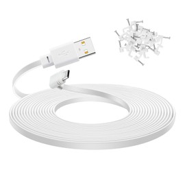 YEAOI 30 ft Extension Cable for WYZE Cam Pan V3, 90 Degree Micro to USB Power Cord for Cam v3 Pro 2K Home Security Camera, White