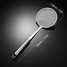 Pssopp Skimmer Spoon, Durable Long Handle Skimmer Spoon with Fine Mesh Fat Strainer Stainless Steel Slotted Spoon for Grease Foam Kitchen (10x10x10cm / 3.9x3.9x3.9in), PSSOPPOFBTME0GQI-11