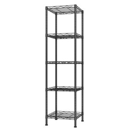 HOMEFORT Storage Shelves, 5-Wire Shelving, Metal Shelving Unit Adjustable Storage Shelves Rack for Kitchen, Pantry, Bathroom, Black, 11.4" W x 11.4" D x 46" H