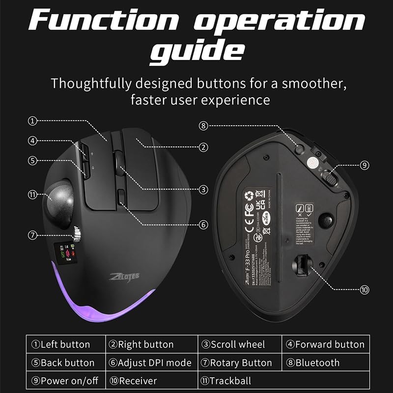 Wireless Mouse – 2.4GHz + Bluetooth Dual Mode Connection, 8