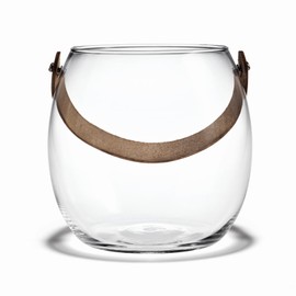 HOLMEGAARD DESIGN WITH LIGHT Pot with leather handle clear H16cm (Ｌ) ガラス ポット4343518 吹きガラス
