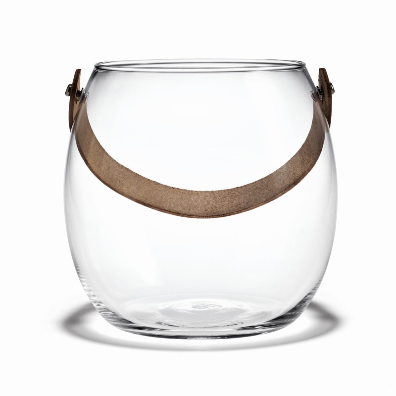 HOLMEGAARD DESIGN WITH LIGHT Pot with leather handle clear H16cm