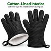 2-Piece Silicone Oven Mitt Set for Cooking – Heat-Resistant Cotton-Lined