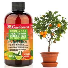 Premium Liquid Citrus Tree Plant Fertilizer - 3-1-2 Concentrate for Indoor Plants and Flowers by Gardenera | Organic Plant Food for Citrus Trees - 8oz