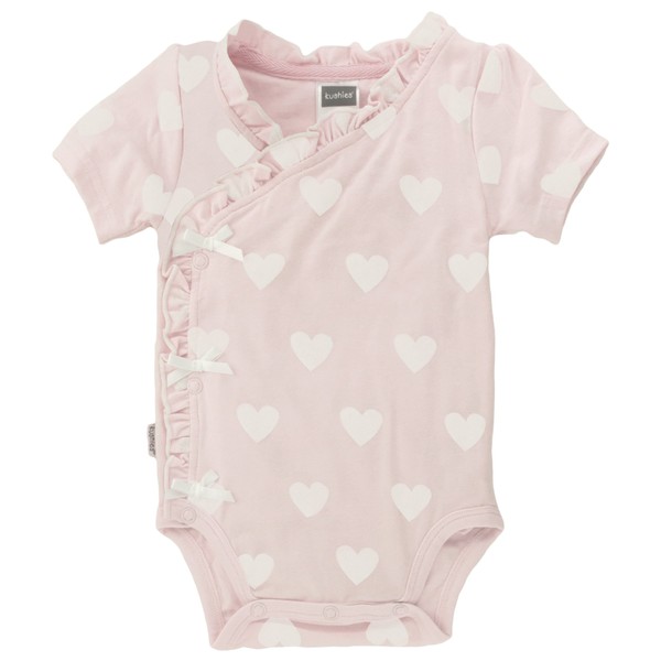 Kushies Baby Girls Bodysuit Short Sleeves, Light Pink Print, 1