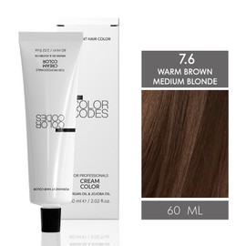 The Color Codes Cream Color Professional Hair Color Series - 60ml - Professional Hair Colours in 76 Shades (7.6 Warm Brown Blonde)