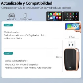 Adaptador Inalámbrico para CarPlay y Android Auto, 5 GHz, Plug and Play, con Adaptador USB-A a USB-C, para Vehículos con CarPlay/Android Auto Cableado de Fábrica