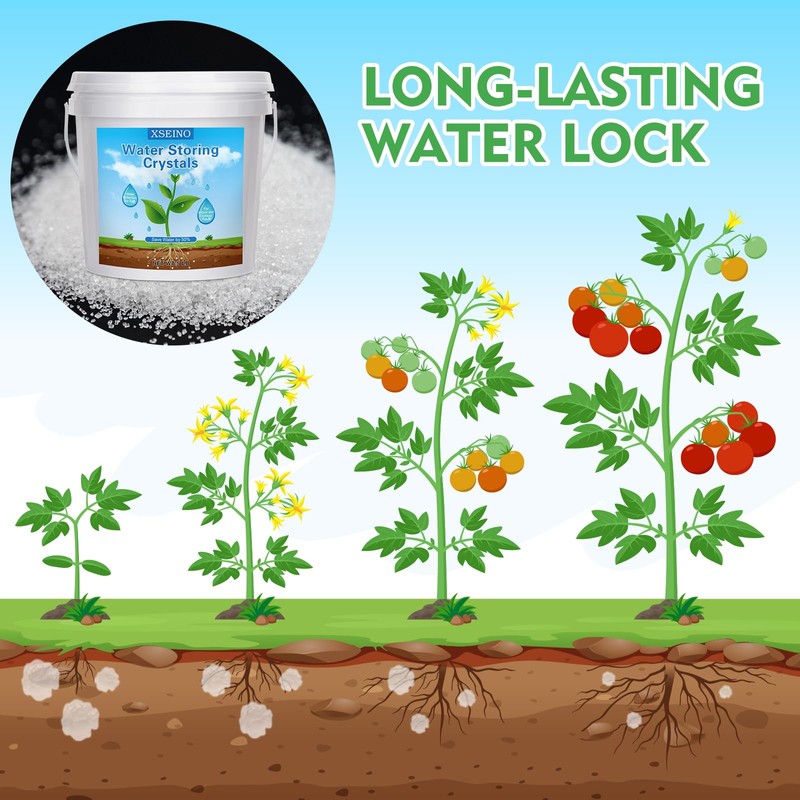 XSEINO 5LB Water Storing Crystals for Plants, Water Gel Solves