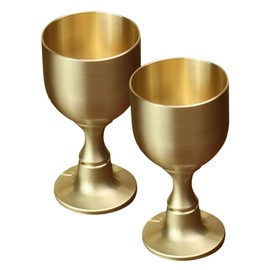 Homoyoyo Golden Communion Cup: 2Pcs Mini Chalice Goblet Brass Altar Cup for Church Brass Wine Glasses Ritual Holy Chalice Wine Glasses Offering Bowl Holy Water for Church Ritual Cocktail