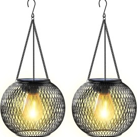KagoLing LED Solar Powered Lantern Lights Waterproof Hanging Outdoor Garden Lamp Decor