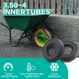 2pcak 4.10/3.50-4" Wheelbarrow Inner Tubes with TR-87 Bent Valve Stem Heavy Duty Replacement Inner Tube for Utility Wagon Hand Trucks Trailers Dollies