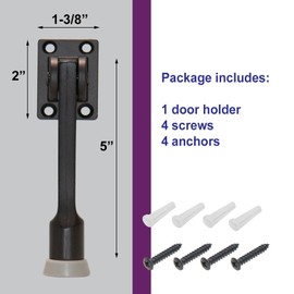 Door Holder Door Stopper for Commercial Storefront Entrance Door, Office Door, Wood Door, Inside Door, 5 inch Length, Heavy Duty with Ribbed Rubber Foot, Mounting Hardware Included (Duronotic)