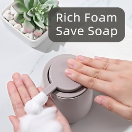 Elegant Foaming Soap Dispenser, Matte Ceramic Bottle, Chic Colors for Home Décor(Oatmeal)