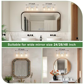 DORESshop 17 Inch Bathroom Light Fixtures, 3-Light Chrome Bathroom Lighting Fixtures Over Mirror with Clear Glass Shade, Vanity Lights for Living Room Bedroom