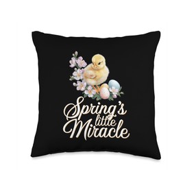 Easter Baby Chicks with Eggs Bunnies and Seasonal Decor Throw Pillow