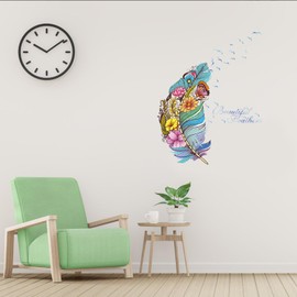 astylishome Bedroom Wall Stickers Feathers Walls Decal Colorful Butterfly Art Sticker Feather Stick on Wallpaper for Window Living Room Home Kitchen Decor 0113