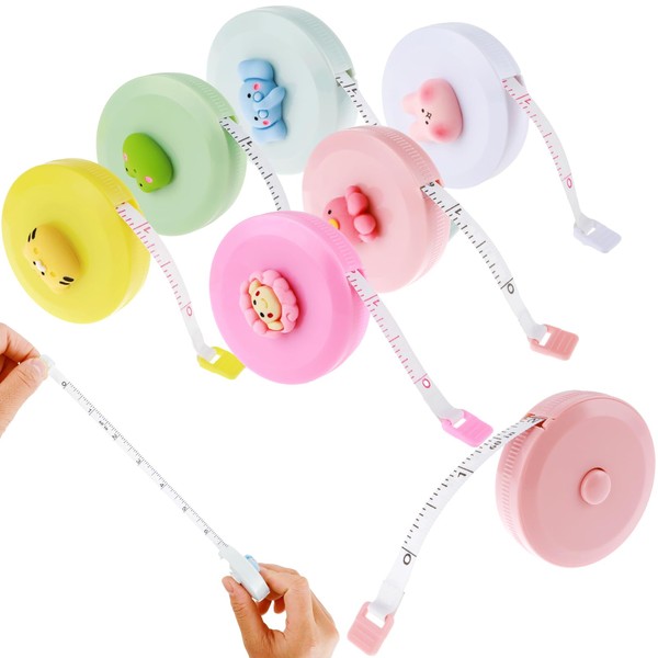Aster 6 Pcs Soft Measuring Tape, 60-Inch 1.5 Meter Mini Cute Kids Toy Tape Measure Sewing Retractable Flexible Dual Measuring Tape for Sewing Tailor Cloth Knitting Craft Body Measurement