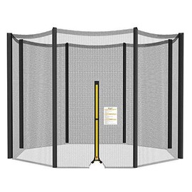 Trampoline Net Replacement 13 FT Trampoline Netting Replacement for 13FT Round Frame Trampolines Enclosure Net 8 Straight Poles Sleeve Trampolines Double-Headed Zipper Protection Buckles Enhanced Hook
