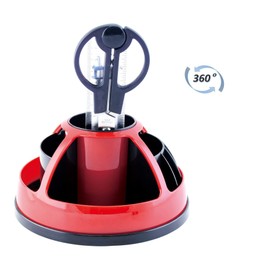 EXERZ Desk Organiser Red, Rotating Pencil Holder, Desk Tidy Swivel 360° Stationery Included(Red)