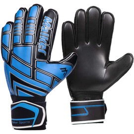 Malker Soccer Goalie Gloves Goalkeeper Gloves with Fingersave and Double Wrist Protection, Strong Grip Goalkeeper Gloves for Youth&Adult Size 7 (Black)