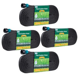 Hlinker Flat Soaker Hose 50 200 FT for Garden Beds, 200FT 1/2" Linkable Consistent Drip Irrigation Hose Save 80% Water, Leakproof Heavy Duty Double Layer Sprinkler Hose