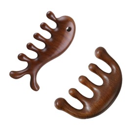 2 Pcs Bamboo Scalp Massager,Wooden Wide Tooth Hair Comb Head Tool Meridians Scalp Massage,Round Tips Head Scalp Massage Comb Wide Tooth Wooden Comb Men Women Wood Hair Comb