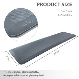 PURE ERA Cushioned Stair Mat, Non-Slip Stair Treads, 8" x 30" Staircase Step Treads Foam Stair Pads, Tape Free Durable Stair Treads for Wooden Steps Wahsable, Easy to Clean (2 Pieces, Gray)