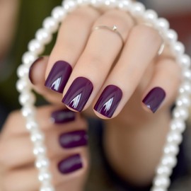 CoolNail Dark Violet False Fake Nail Tips Deep Purple Acrylic UV Nails Art Decoration Round Square Manicure Salon Tools