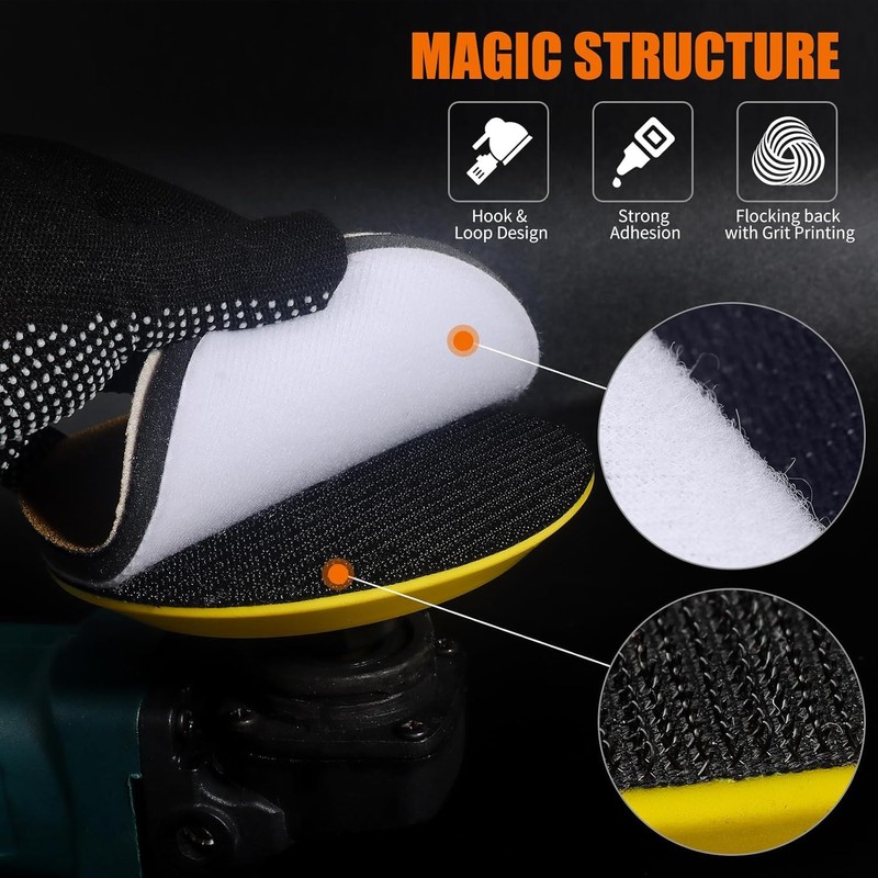 4 PCS 5 Inch Hook and Loop Backing Pad, Angle
