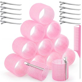 Large Hair Rollers Set, 12 Pieces 60mm Heat Free Jumbo Hair Rollers with