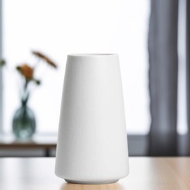 Simple Vase for Flowers Plants Ceramic Small White Flower Vase Minimalism Style for Modern Table Shelf Home Decor, Fit for Fireplace Bedroom Kitchen Living Room Centerpieces Office Desk