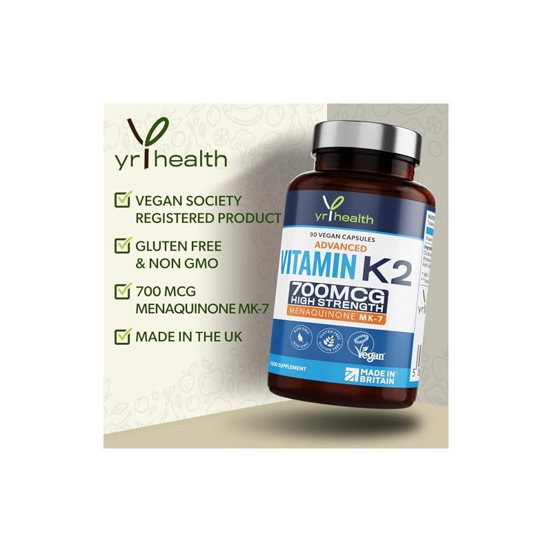 Vitamin K2 MK7 700mcg - 90 Vegan Capsules - High