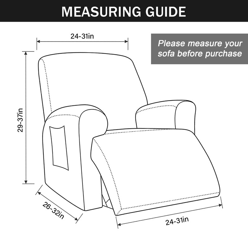 CONRUSER Stretch Recliner Chair Covers, 4-Piece Soft Sofa Cover Thick