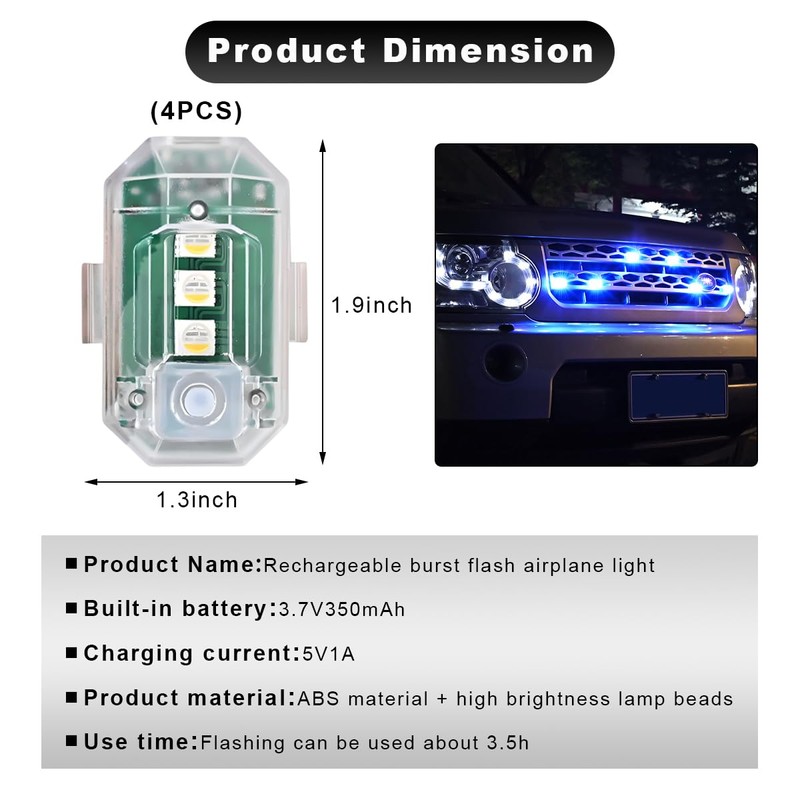 KVAEY 2PCS Wireless LED Strobe Lights with Remote Control, 8