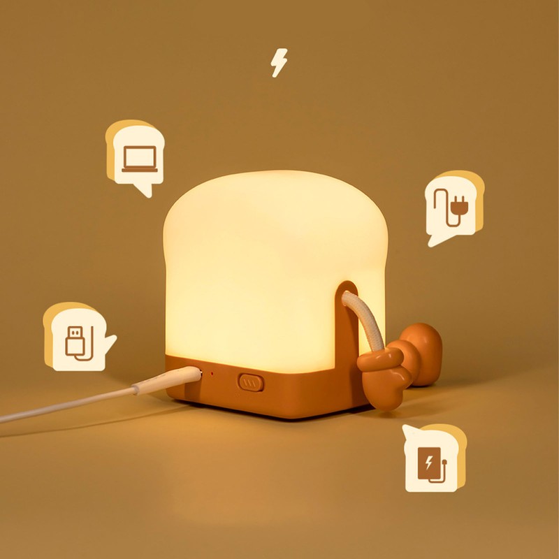 USB Charging Cartoon Light Phone Holder Toast Shape Bedroom Bedside