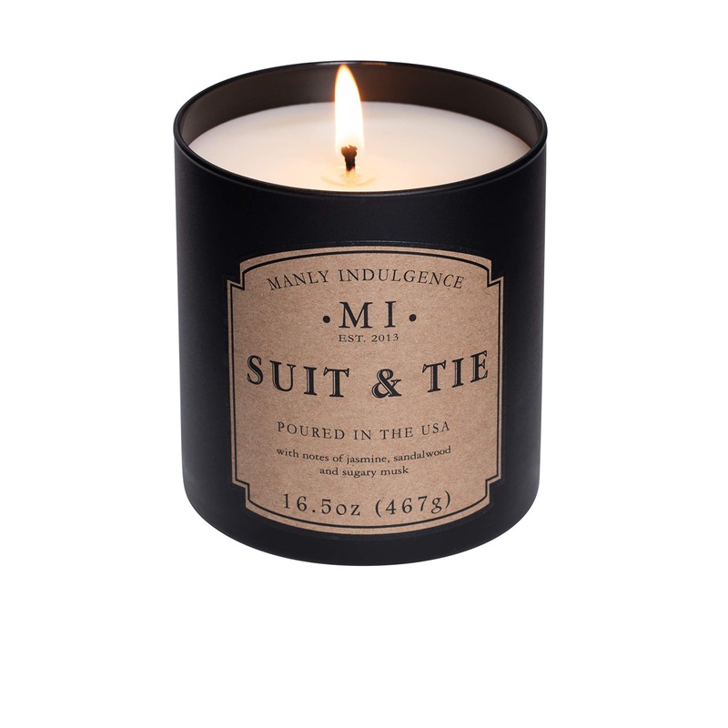 Manly Indulgence Suit & Tie Scented Jar Candle, Medium, Black