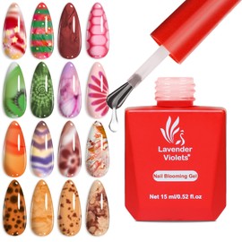 Lavender Violets Lavender Violets Blooming Gel Nail Polish 15ml Clear Blossom UV Gel Polish for Spreading Effect Marble Natural Stone Watercolor Floral Print Soak off Nail Art Design Manicure Gift for Girls A106