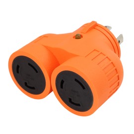 AC WORKS L14-30 30Amp 4-Prong Locking Generator Distribution Cord (L14-30 to Duo L5-30 30A 3-Prong Compact)