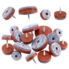 Swpeet 72Pcs Brown Furniture Felt Pads Assortment Kit, Non Slip Furniture Pads with Screw-on Felt Pad Furniture Slider Floor Protector for Wooden Leg Feet of Chair Table Sofa - 20mm, 24mm, 28mm, 38mm