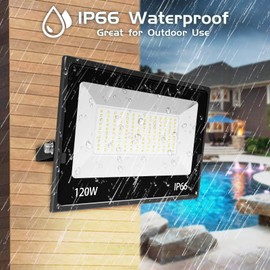 LOLpetik 2 Pack 120W LED Flood Light Outdoor, 27000LM LED Work Light Super Bright, 6000K Daylight White Security FloodLights IP67 Waterproof for House Garden Stadium Playground